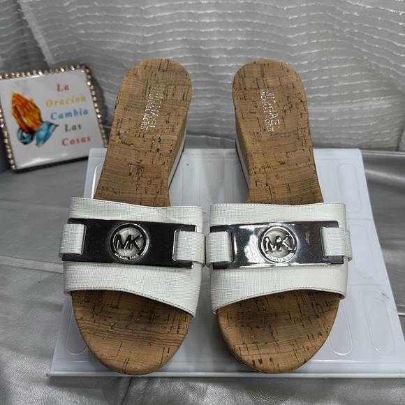 (S3) Michael Kors Warren Wedge Platform Sandals for Women, Size 9 M, White Cork - Picture 2 of 10